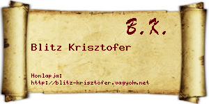 Blitz Krisztofer névjegykártya
